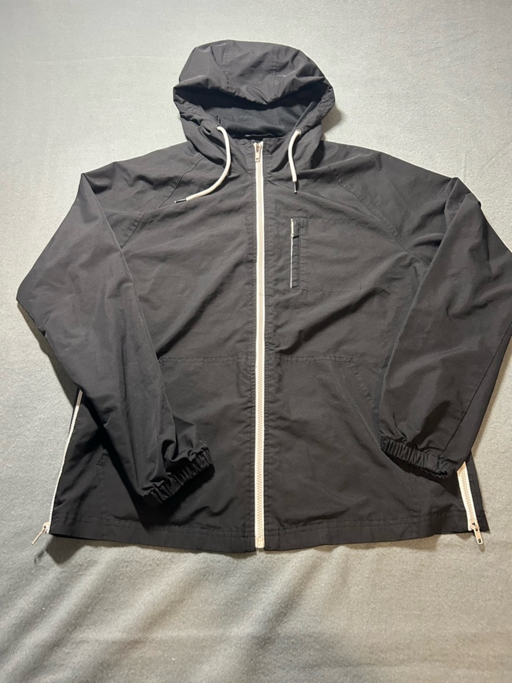 Men's Black Hooded Windbreaker Jacket - Brand American Rag